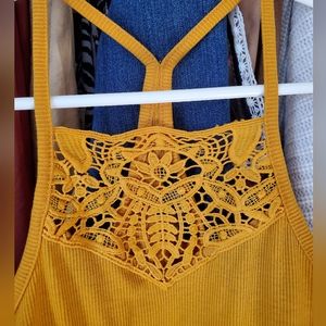 NWOT XLarge Golden Yellow Impulsive Rib Racerback Embroidered Tank Top.